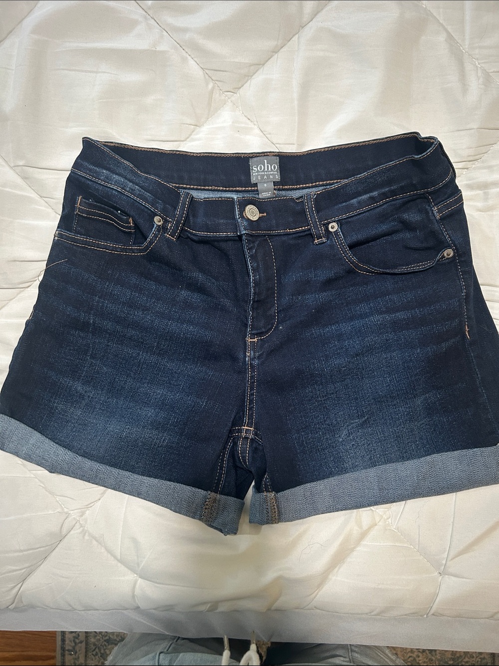 Soho Dark Indigo Cuffed Denim Shorts